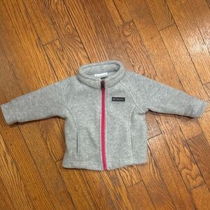 Columbia Heather Gray Jacket with Pink Accent